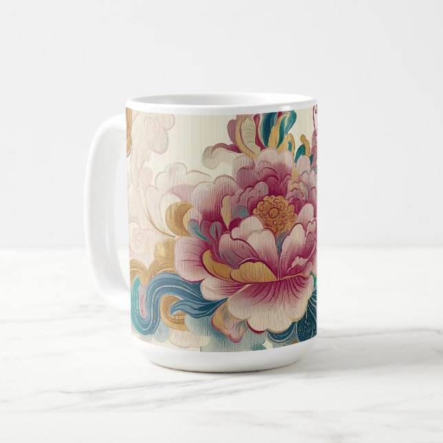 Floating Peony Coffee Mug (Front Left)
