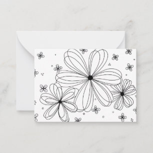 Floating Petals – Colorable Floral Note Card