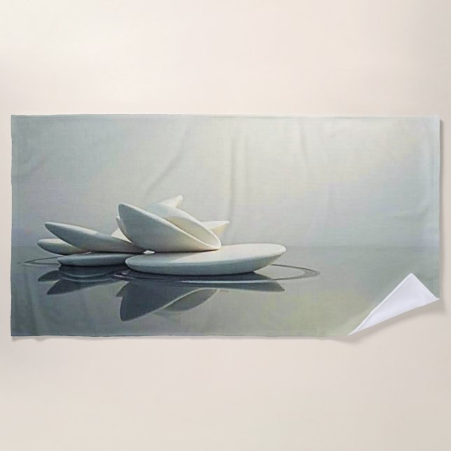 Floating Petals of Stone Design Beach Towel (Front)