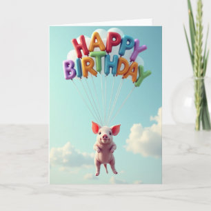 Floating Pink Birthday Card