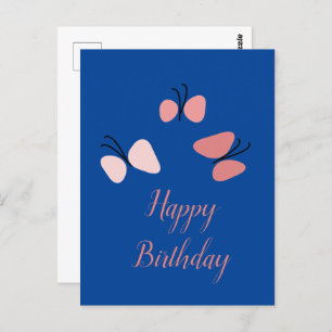 Floating Pink Butterflies Happy Birthday Postcard