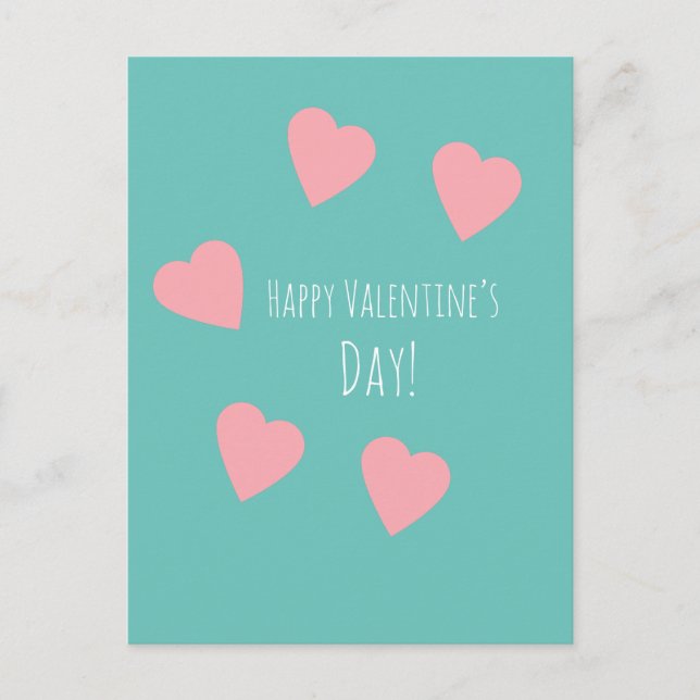 Floating Pink Heart Valentines Day  Love Postcard (Front)