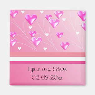 Floating Pink Hearts Save the Date Magnet