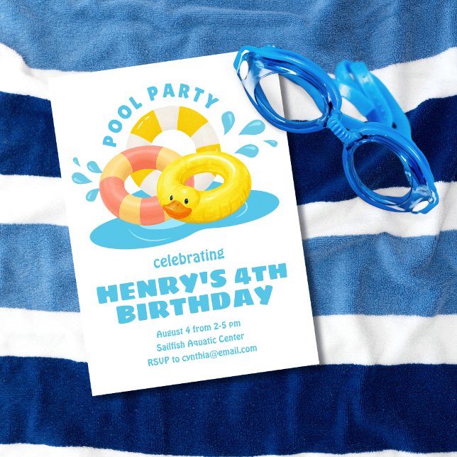Floating Pool Themed Birthday Invitation (Creator Uploaded)