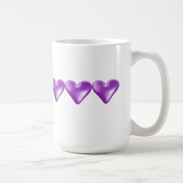 Floating Purple Hearts Coffee Mug (Right)