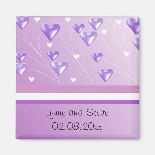 Floating Purple Hearts Save the Date Magnet