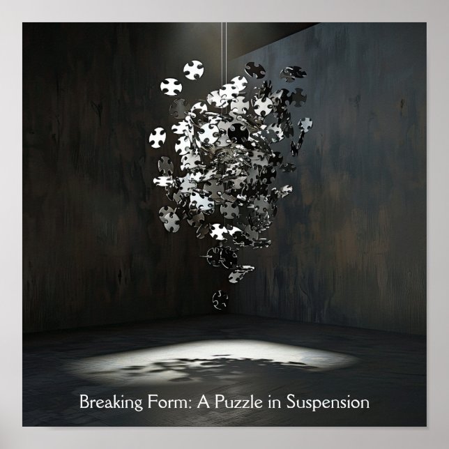 Floating Puzzle Form: Abstract Sculptural Design Poster (Front)