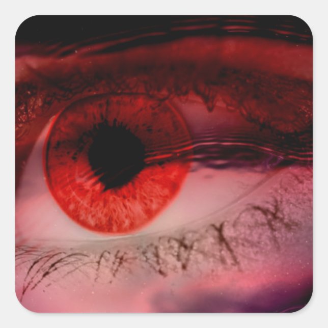 Floating Red Eye Art Square Sticker (Front)