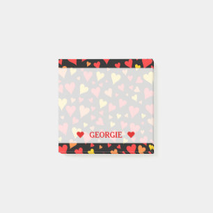 Floating Red, Orange and Yellow Hearts Pattern Post-it Notes