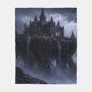 Floating Rock Castle Waterfalls Fleece Blanket