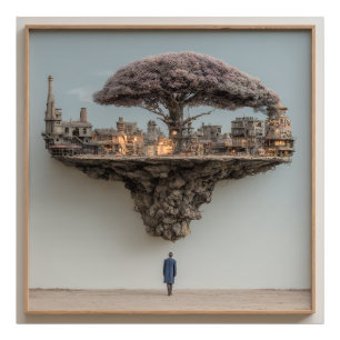 Floating Ruined City Blossom Tree Surreal Photo Print