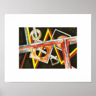 Floating Shapes-Hand Painted Modern Geometric Art Poster