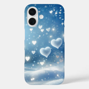 Floating Snow Hearts Over Snow Drifts iPhone 16 Case