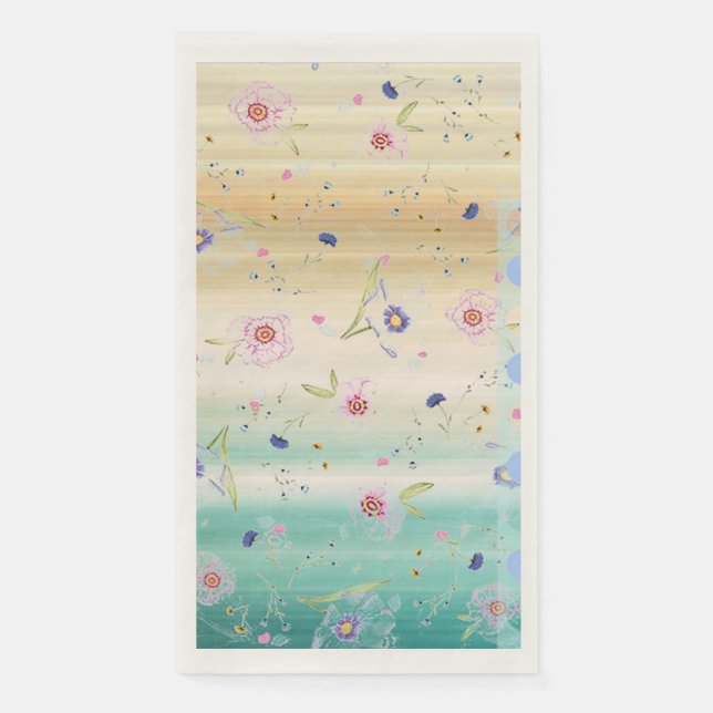 “Floating Spring Flowers” Guest Paper Towels Napkin (Front)