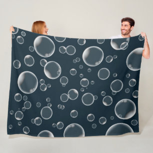 Floating Teal Bubbles Throw Blanket Soap Bubbles