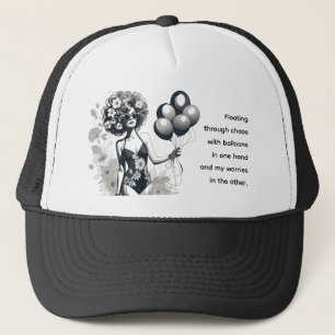Floating Through Chaos With Balloons - Funny Trucker Hat