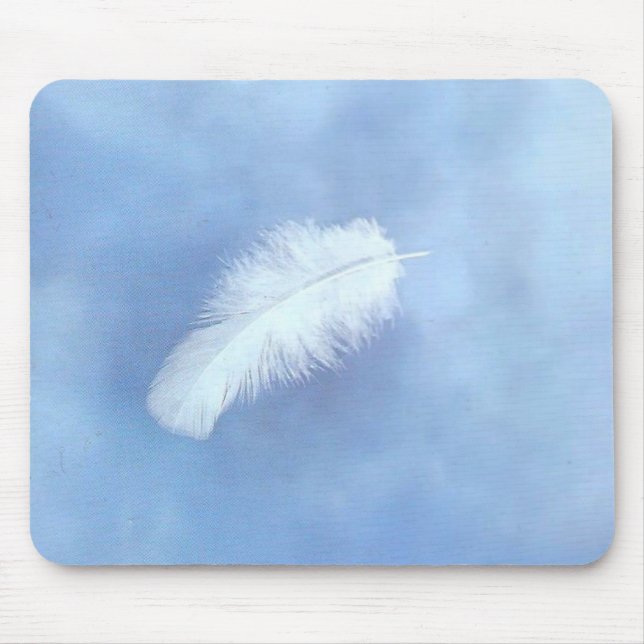 Floating white feather Mousepad (Front)