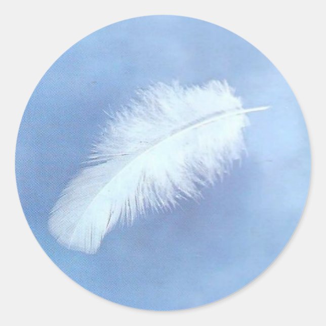 Floating white feather Sticker's Classic Round Sticker (Front)