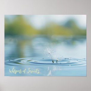Floating Wishes: Dandelion Seeds on Water Poster