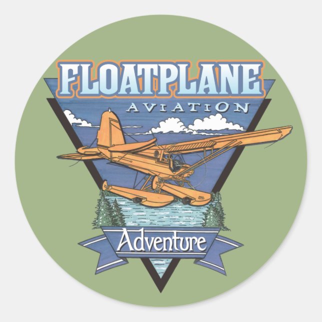 Floatplane Aviation Adventure Classic Round Sticker (Front)
