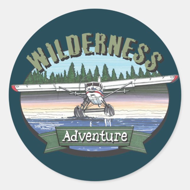 Floatplane Aviation Wilderness Adventure Classic Round Sticker (Front)