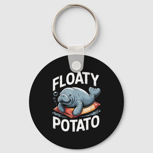 Floaty Tatoes Manatee Funny Sea Cow Ocean Animal L Key Ring (Front)