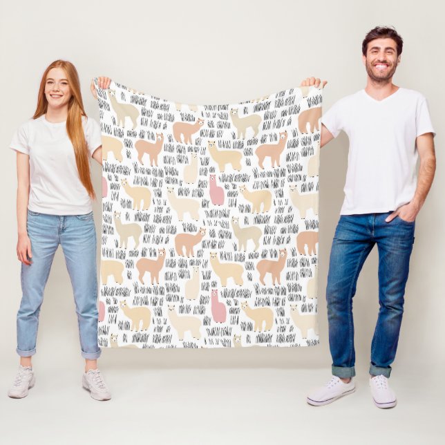 Flock Of Alpacas Pattern Fleece Blanket (In Situ)