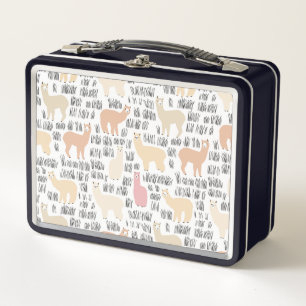 Flock Of Alpacas Pattern Metal Lunch Box