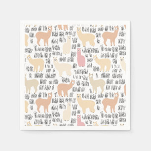 Flock Of Alpacas Pattern Napkin