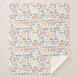 Flock Of Alpacas Pattern Sherpa Blanket