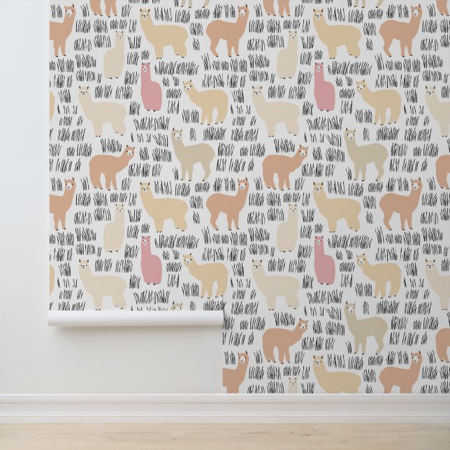 Flock Of Alpacas Pattern Wallpaper (Application)