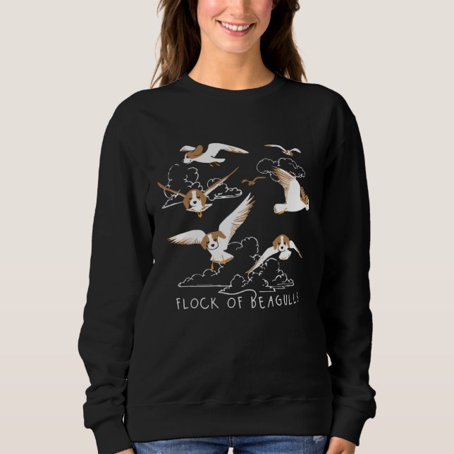Flock Of Beagulls Beagle With Bird Wings Dog Sweatshirt (Front)