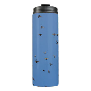 Flock of Birds Flying in Clear Blue Sky with Parag Thermal Tumbler
