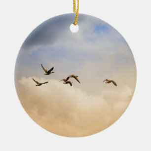 Flock of Birds in Flight Ceramic Ornament