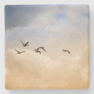 Flock of Birds in Flight Stone Coaster