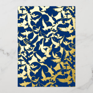 Flock of Birds in Navy Blue Foil Holiday Card