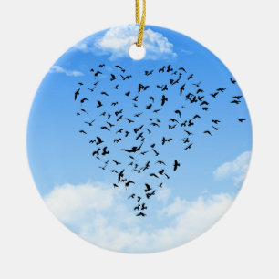 Flock of Birds Love Heart Ceramic Tree Decoration