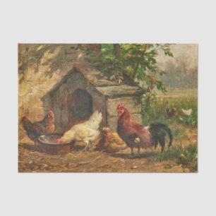 Flock of Chickens by Carl Jutz Tissue Paper