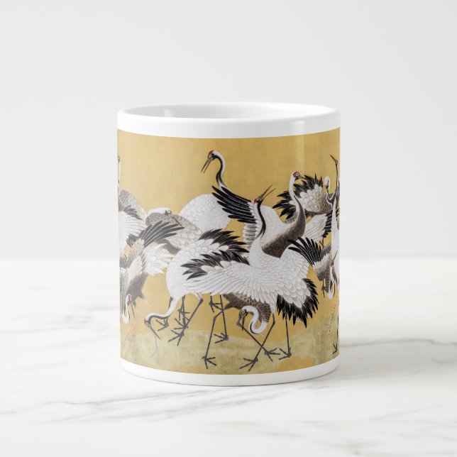 Flock of Cranes (right side) by Ishida Yutei Large Coffee Mug (Front)