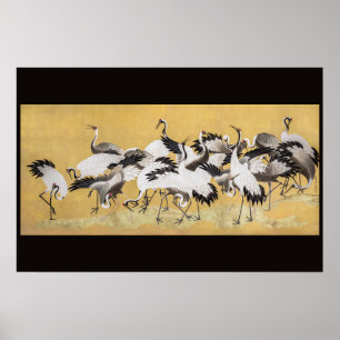 Flock of Cranes (right side) by Ishida Yutei Poster