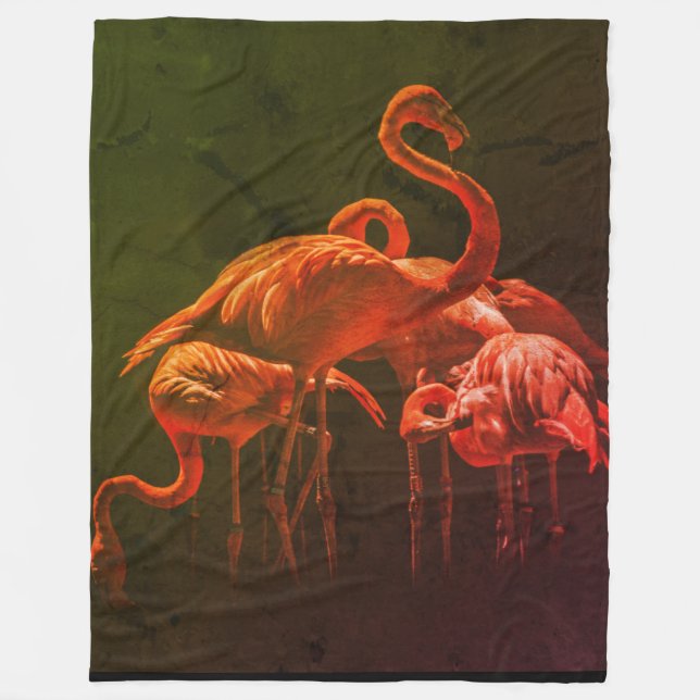 FLOCK of FLAMINGOS Fleece Blanket (Front)