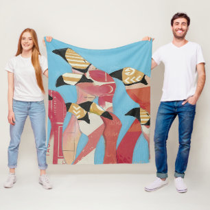 Flock of Flamingos Fleece Blanket