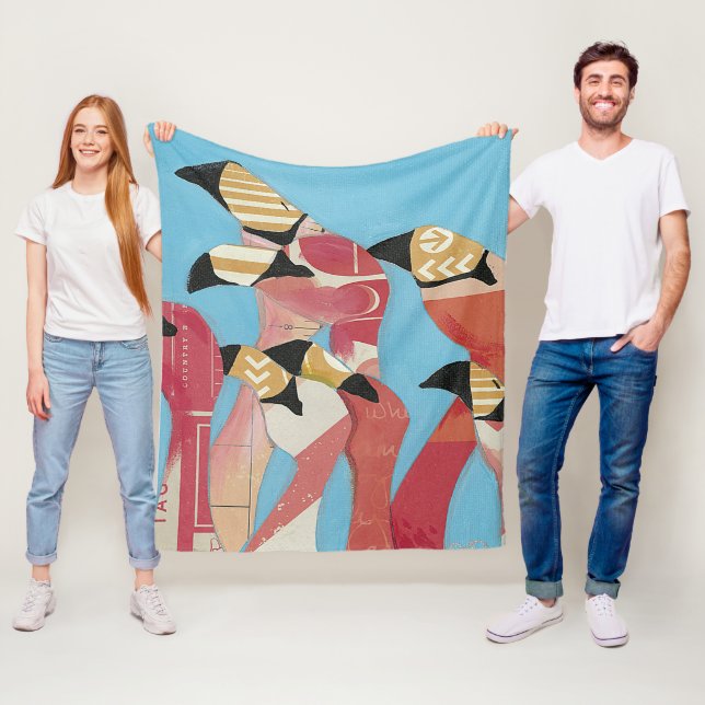 Flock of Flamingos Fleece Blanket (In Situ)