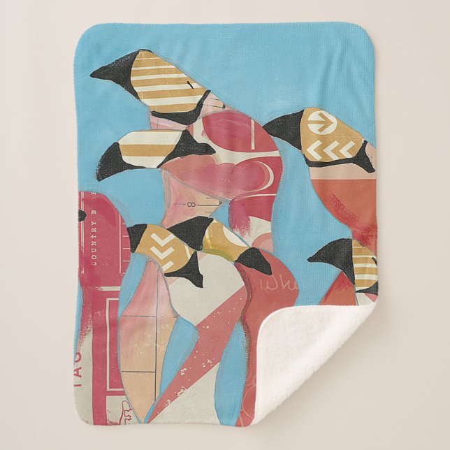 Flock of Flamingos Sherpa Blanket (Front)
