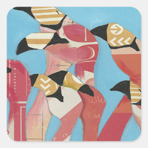 Flock of Flamingos Square Sticker
