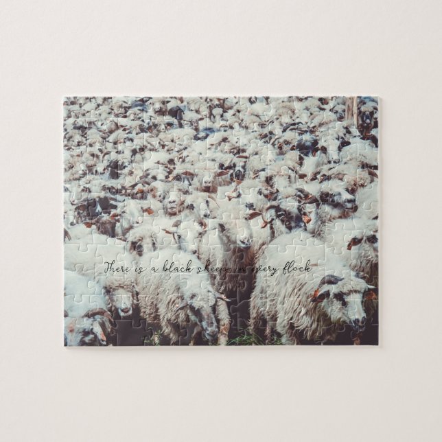 Flock of fluffy sheep jigsaw puzzle (Horizontal)