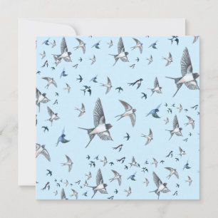Flock Of Flying Swallow Birds Illustration Card