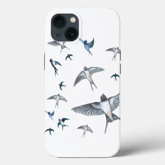 Flock Of Flying Swallow Birds Illustration iPhone 13 Case