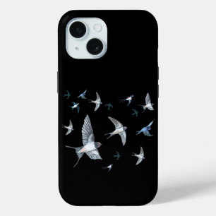 Flock Of Flying Swallow Birds Illustration iPhone 15 Case