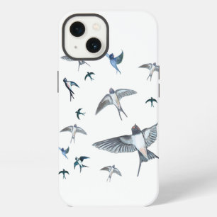 Flock Of Flying Swallow Birds Illustration iPhone 13 Case